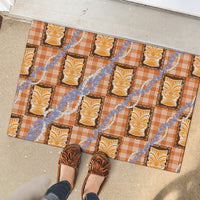 Aloha Hawaii Tiki Palaka Motifs Rubber Doormat Honohono Lei Orange Elegant Vibes