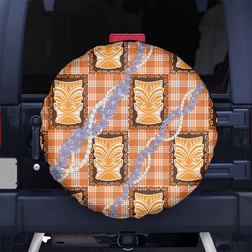 Aloha Hawaii Tiki Palaka Motifs Spare Tire Cover Honohono Lei Orange Elegant Vibes LT14 No hole Orange - Polynesian Pride