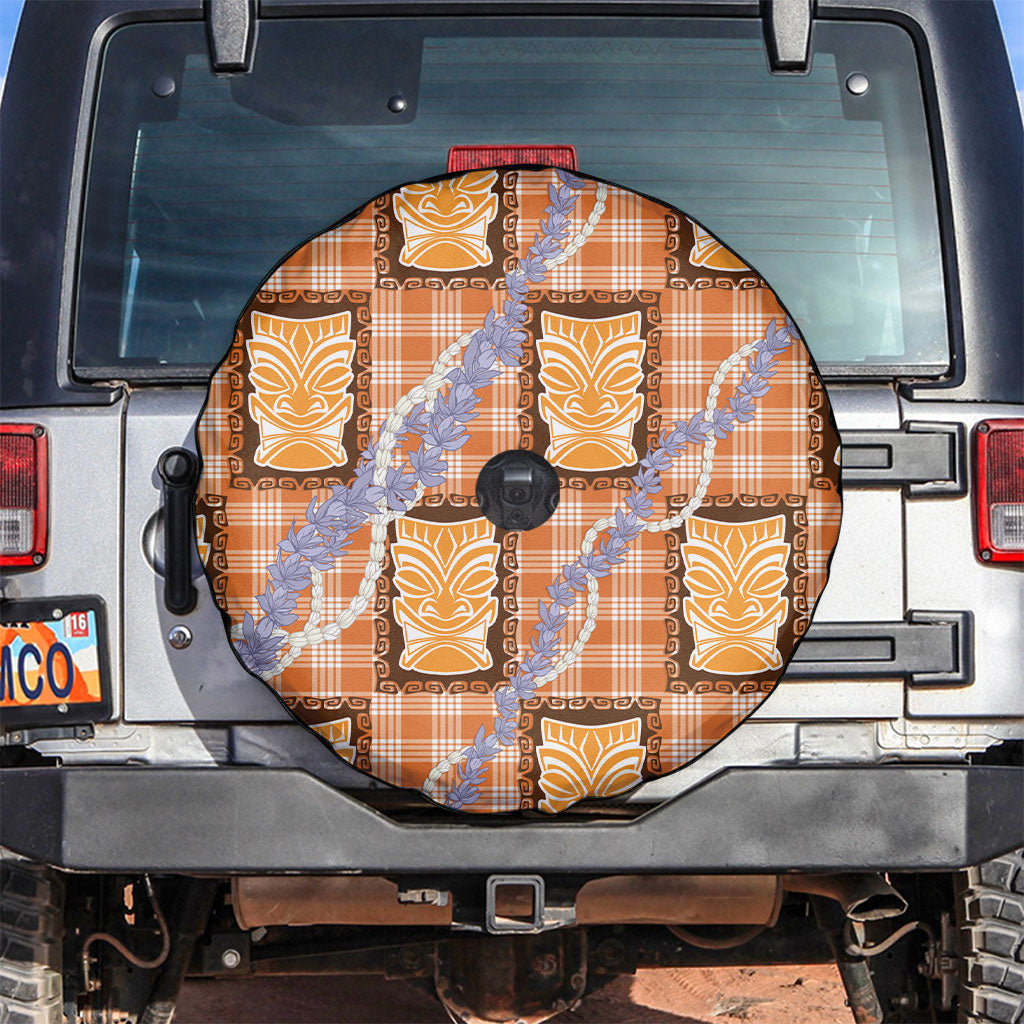 Aloha Hawaii Tiki Palaka Motifs Spare Tire Cover Honohono Lei Orange Elegant Vibes LT14 Orange - Polynesian Pride