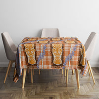Aloha Hawaii Tiki Palaka Motifs Tablecloth Honohono Lei Orange Elegant Vibes