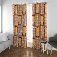 Aloha Hawaii Tiki Palaka Motifs Window Curtain Honohono Lei Orange Elegant Vibes