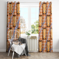 Aloha Hawaii Tiki Palaka Motifs Window Curtain Honohono Lei Orange Elegant Vibes