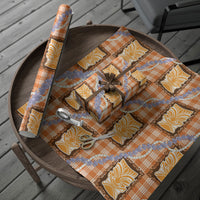 Aloha Hawaii Tiki Palaka Motifs Wrapping Paper Honohono Lei Orange Elegant Vibes