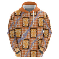 Aloha Hawaii Tiki Palaka Motifs Zip Hoodie Honohono Lei Orange Elegant Vibes LT14 - Polynesian Pride