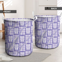Aloha Hawaii Tiki Palaka Motifs Laundry Basket Honohono Lei Purple Elegant Vibes