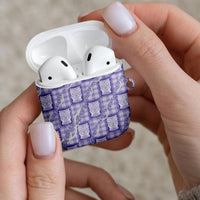 Aloha Hawaii Tiki Palaka Motifs AirPods Case Honohono Lei Purple Elegant Vibes