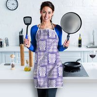 Aloha Hawaii Tiki Palaka Motifs Apron Honohono Lei Purple Elegant Vibes