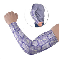 Aloha Hawaii Tiki Palaka Motifs Arm Sleeves Honohono Lei Purple Elegant Vibes