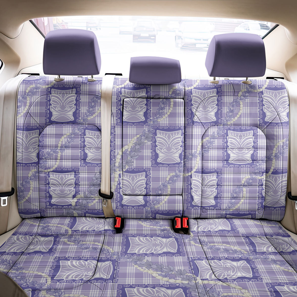 Aloha Hawaii Tiki Palaka Motifs Back Car Seat Cover Honohono Lei Purple Elegant Vibes LT14 - Polynesian Pride