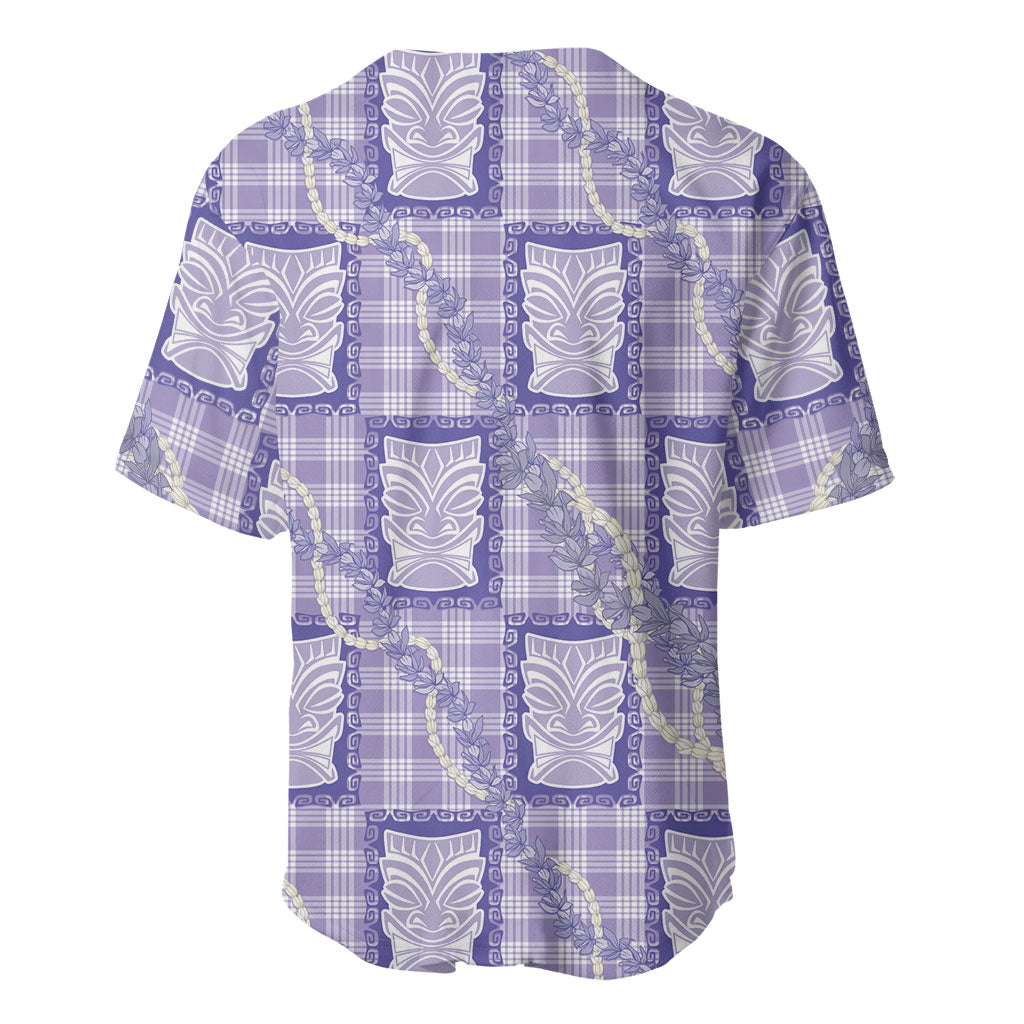 Aloha Hawaii Tiki Palaka Motifs Baseball Jersey Honohono Lei Purple Elegant Vibes