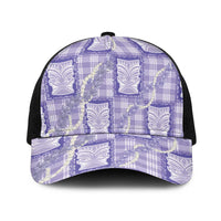 Aloha Hawaii Tiki Palaka Motifs Baseball Net Cap Honohono Lei Purple Elegant Vibes LT14 One Size Black Purple - Polynesian Pride