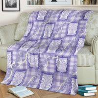 Aloha Hawaii Tiki Palaka Motifs Blanket Honohono Lei Purple Elegant Vibes