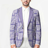 Aloha Hawaii Tiki Palaka Motifs Blazer Honohono Lei Purple Elegant Vibes