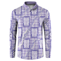 Aloha Hawaii Tiki Palaka Motifs Button Sweatshirt Honohono Lei Purple Elegant Vibes