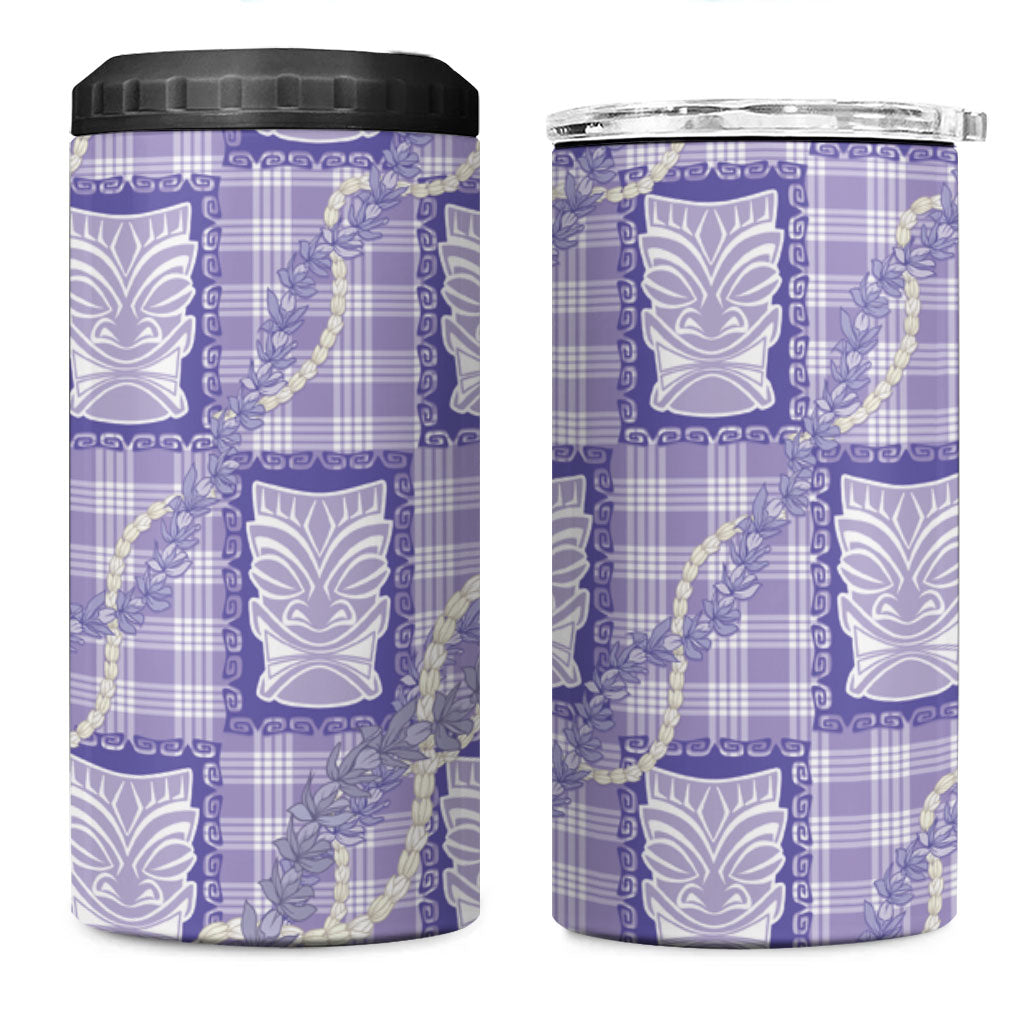 Aloha Hawaii Tiki Palaka Motifs 4 in 1 Can Cooler Tumbler Honohono Lei Purple Elegant Vibes LT14 One Size: 16 oz Purple - Polynesian Pride