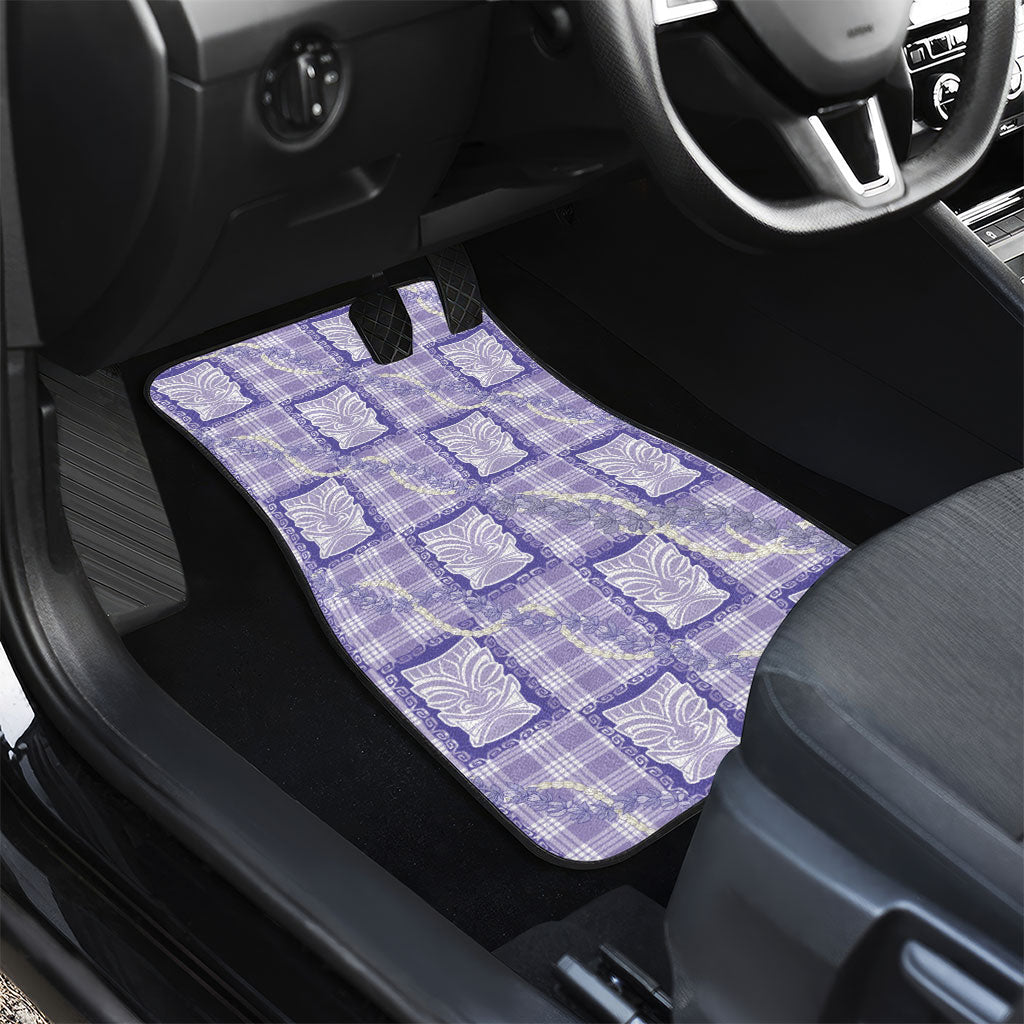 Aloha Hawaii Tiki Palaka Motifs Car Mats Honohono Lei Purple Elegant Vibes