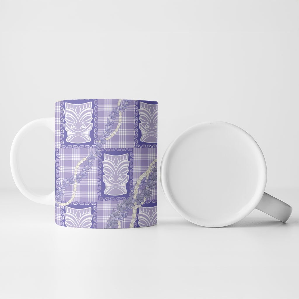 Aloha Hawaii Tiki Palaka Motifs Ceramic Mug Honohono Lei Purple Elegant Vibes