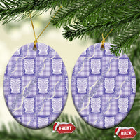 Aloha Hawaii Tiki Palaka Motifs Ceramic Ornament Honohono Lei Purple Elegant Vibes LT14 Oval Purple - Polynesian Pride
