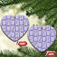 Aloha Hawaii Tiki Palaka Motifs Ceramic Ornament Honohono Lei Purple Elegant Vibes LT14 Heart Purple - Polynesian Pride
