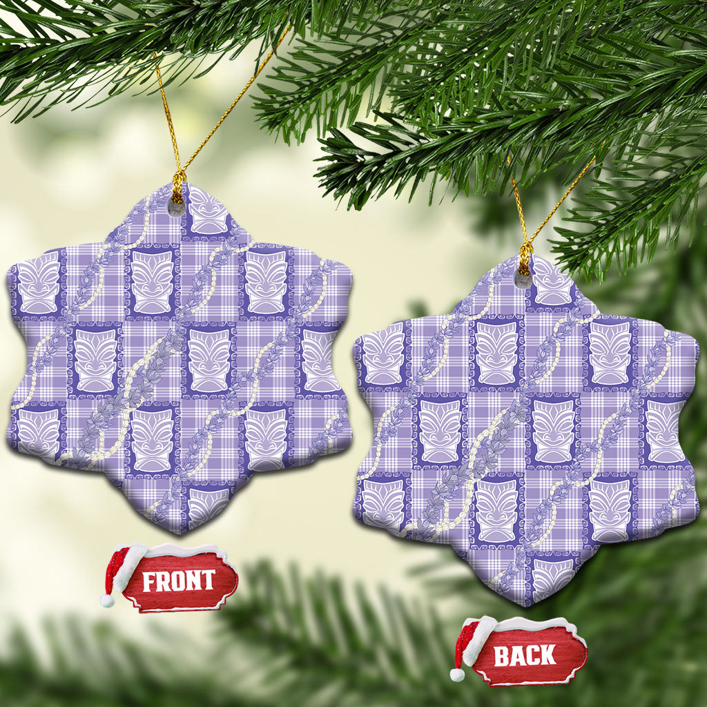 Aloha Hawaii Tiki Palaka Motifs Ceramic Ornament Honohono Lei Purple Elegant Vibes LT14 Snow Flake Purple - Polynesian Pride