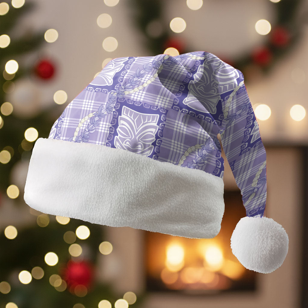 Aloha Hawaii Tiki Palaka Motifs Christmas Santa Hat Honohono Lei Purple Elegant Vibes LT14 Without Fur Purple - Polynesian Pride