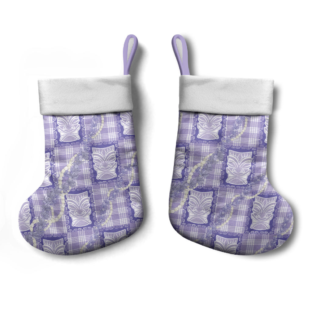 Aloha Hawaii Tiki Palaka Motifs Christmas Stocking Honohono Lei Purple Elegant Vibes LT14 - Polynesian Pride