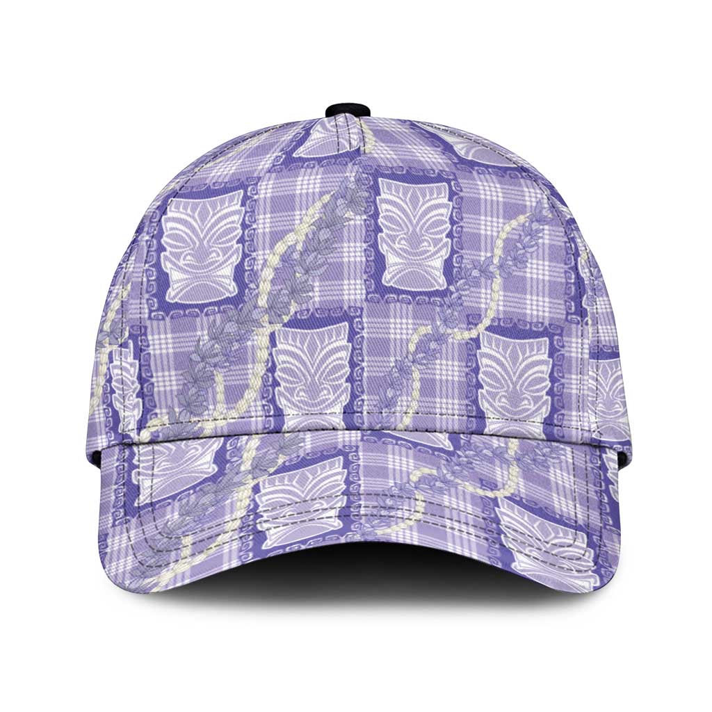 Aloha Hawaii Tiki Palaka Motifs Classic Cap Honohono Lei Purple Elegant Vibes LT14 Universal Fit Purple - Polynesian Pride