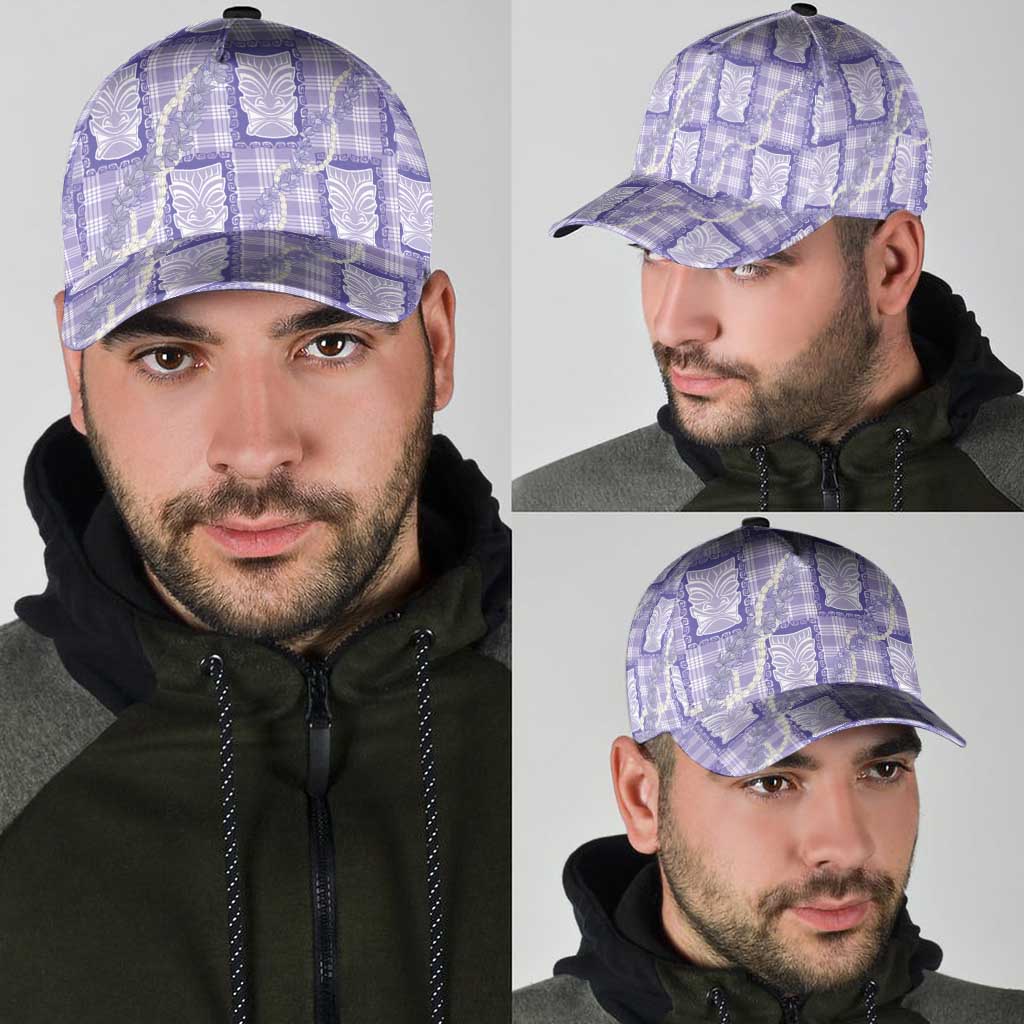 Aloha Hawaii Tiki Palaka Motifs Classic Cap Honohono Lei Purple Elegant Vibes LT14 - Polynesian Pride
