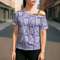 Aloha Hawaii Tiki Palaka Motifs Cross Shoulder Shirt Honohono Lei Purple Elegant Vibes LT14 - Polynesian Pride