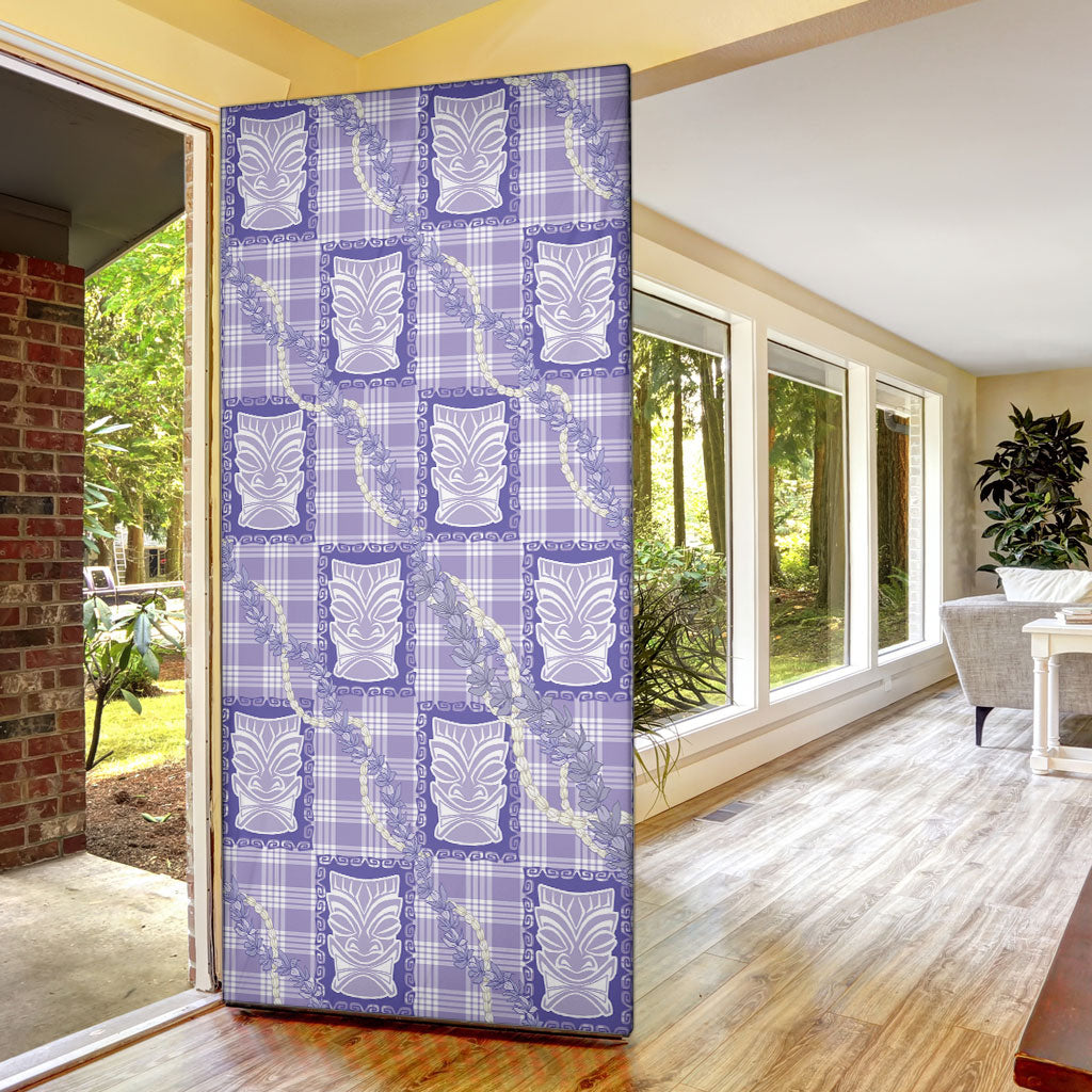 Aloha Hawaii Tiki Palaka Motifs Door Cover Honohono Lei Purple Elegant Vibes LT14 - Polynesian Pride