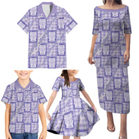 Aloha Hawaii Tiki Palaka Motifs Family Matching Puletasi and Hawaiian Shirt Honohono Lei Purple Elegant Vibes LT14 - Polynesian Pride