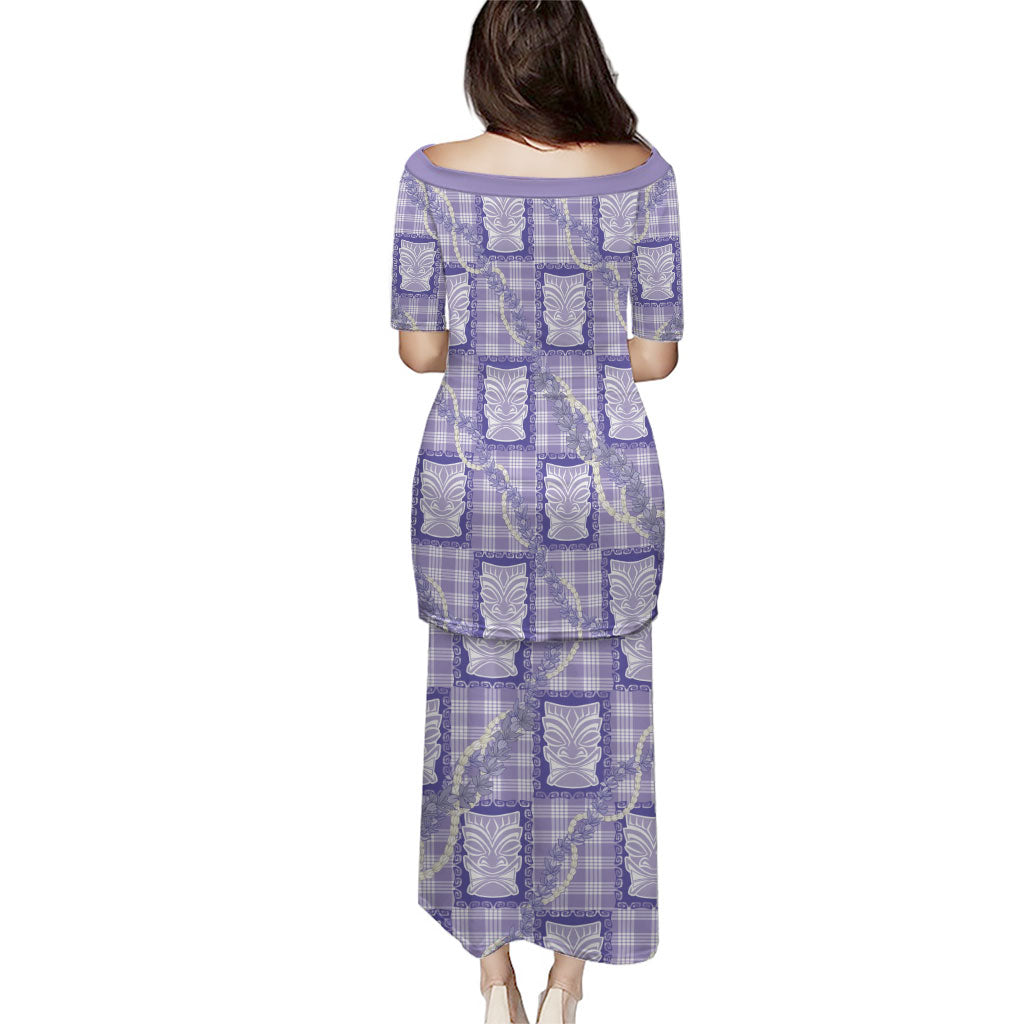 Aloha Hawaii Tiki Palaka Motifs Family Matching Puletasi and Hawaiian Shirt Honohono Lei Purple Elegant Vibes LT14 - Polynesian Pride
