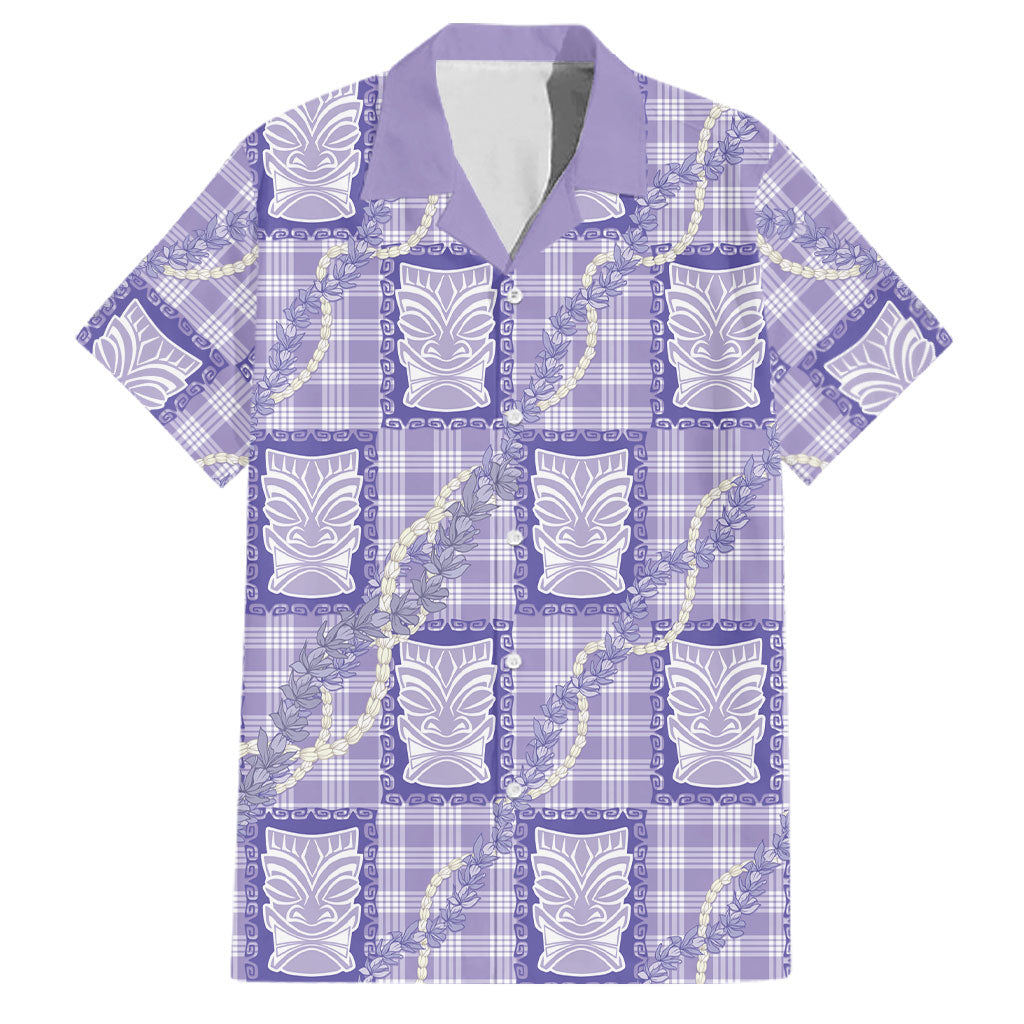 Aloha Hawaii Tiki Palaka Motifs Family Matching Summer Maxi Dress and Hawaiian Shirt Honohono Lei Purple Elegant Vibes LT14 Dad's Shirt - Short Sleeve Purple - Polynesian Pride