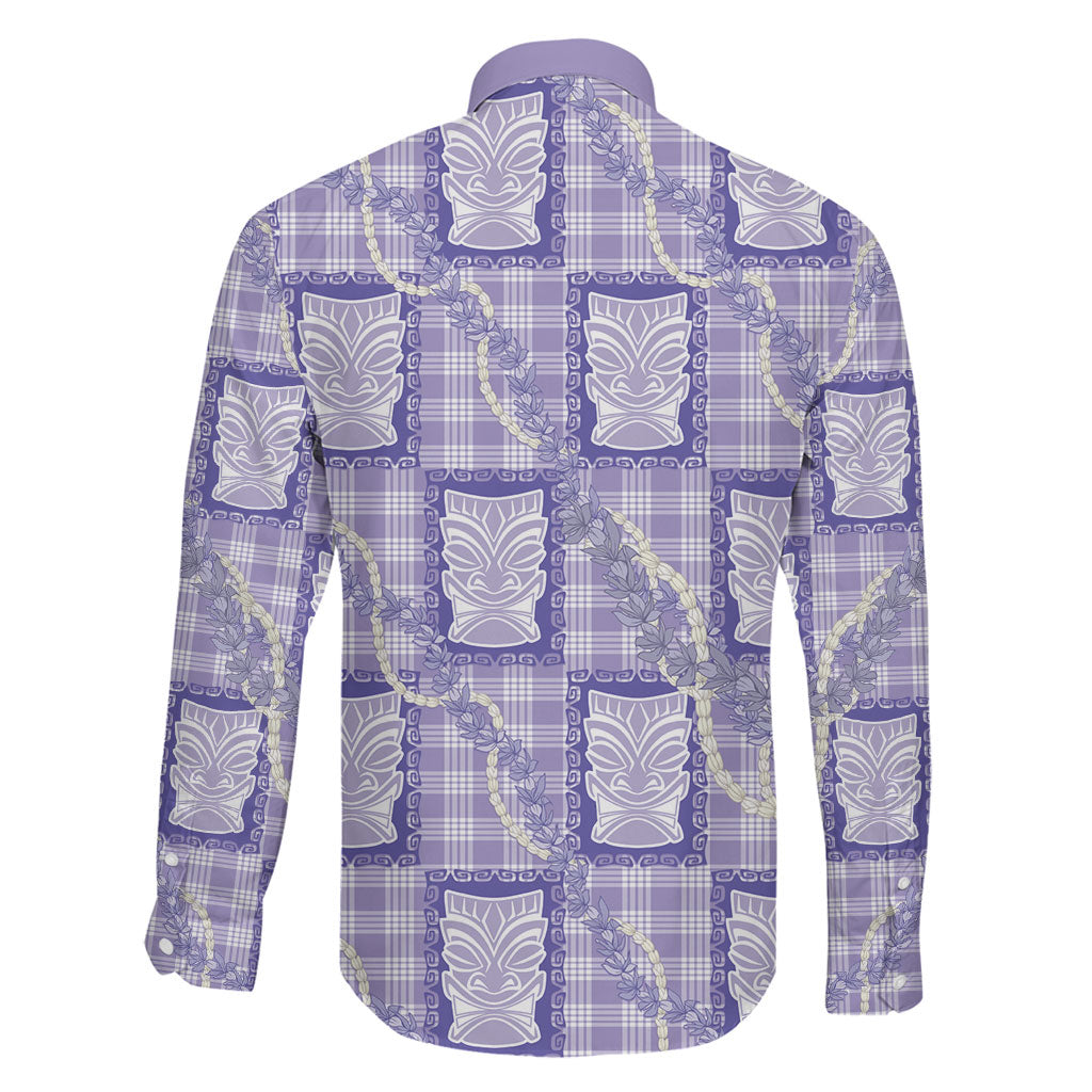 Aloha Hawaii Tiki Palaka Motifs Family Matching Summer Maxi Dress and Hawaiian Shirt Honohono Lei Purple Elegant Vibes LT14 - Polynesian Pride