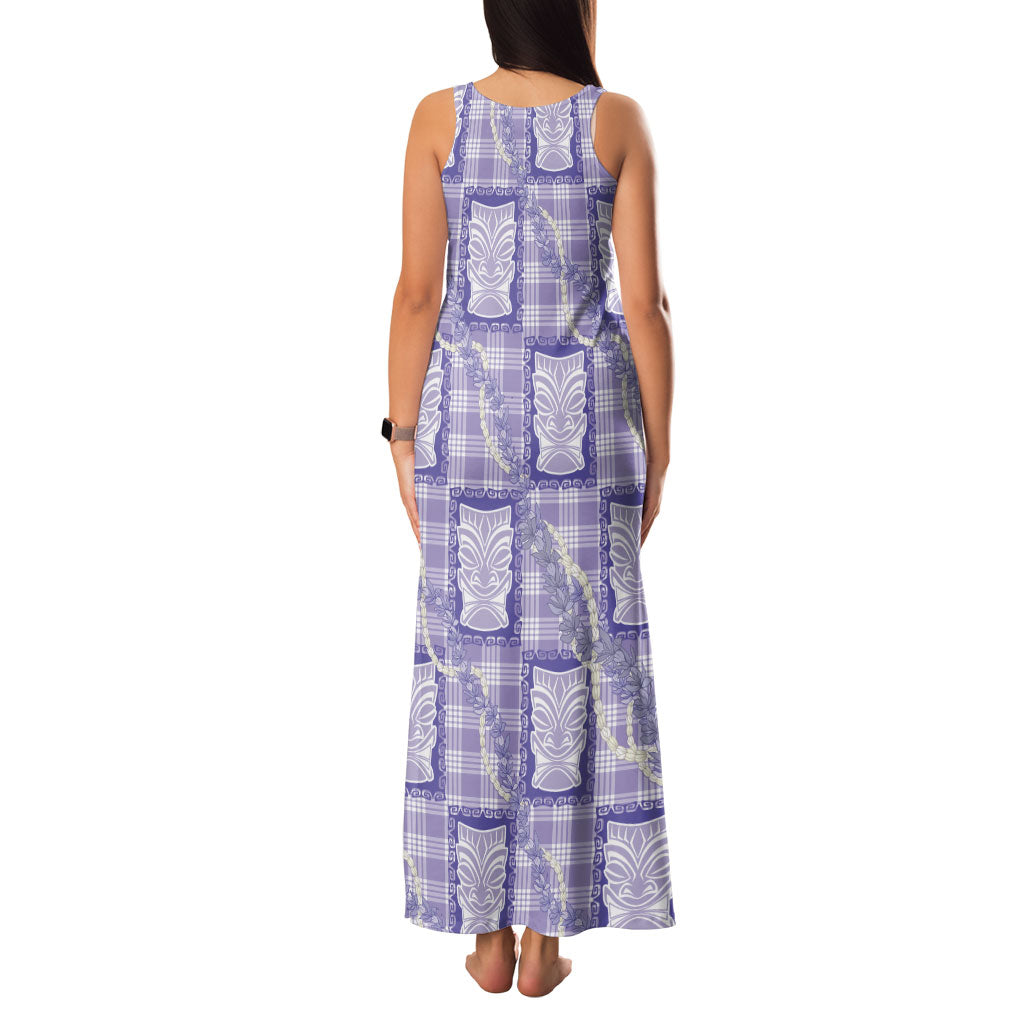 Aloha Hawaii Tiki Palaka Motifs Family Matching Tank Maxi Dress and Hawaiian Shirt Honohono Lei Purple Elegant Vibes LT14 - Polynesian Pride