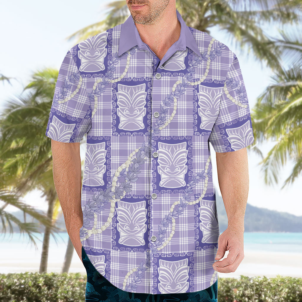 Aloha Hawaii Tiki Palaka Motifs Hawaiian Shirt Honohono Lei Purple Elegant Vibes LT14 - Polynesian Pride