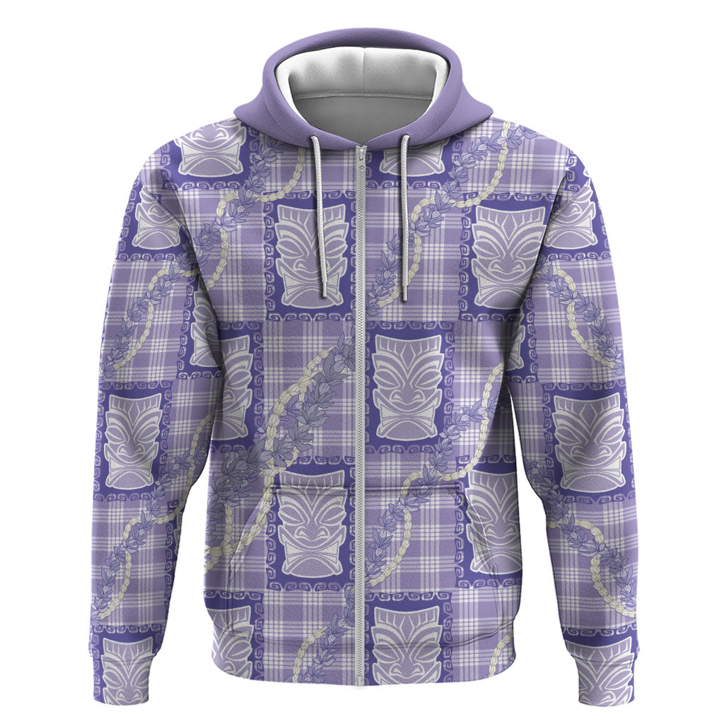 Aloha Hawaii Tiki Palaka Motifs Hoodie Honohono Lei Purple Elegant Vibes LT14 Zip Hoodie Purple - Polynesian Pride