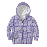 Aloha Hawaii Tiki Palaka Motifs Kid Hoodie Honohono Lei Purple Elegant Vibes LT14 Zip Hoodie Purple - Polynesian Pride