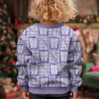Aloha Hawaii Tiki Palaka Motifs Kid Ugly Christmas Sweater Honohono Lei Purple Elegant Vibes LT14 - Polynesian Pride