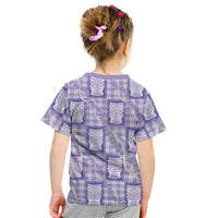 Aloha Hawaii Tiki Palaka Motifs Kid T Shirt Honohono Lei Purple Elegant Vibes LT14 - Polynesian Pride