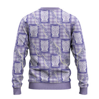 Aloha Hawaii Tiki Palaka Motifs Ugly Christmas Sweater Honohono Lei Purple Elegant Vibes LT14 - Polynesian Pride
