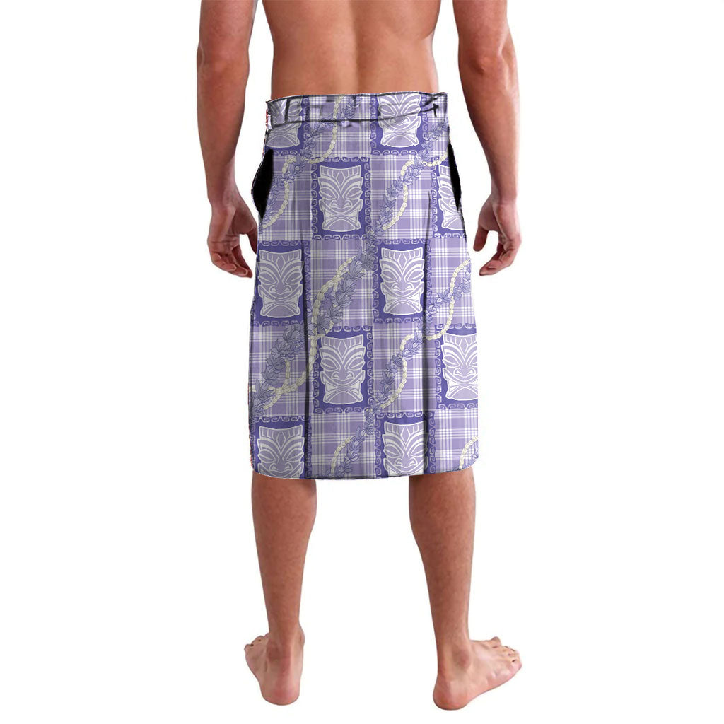 Aloha Hawaii Tiki Palaka Motifs Lavalava Honohono Lei Purple Elegant Vibes
