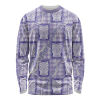 Aloha Hawaii Tiki Palaka Motifs Long Sleeve Shirt Honohono Lei Purple Elegant Vibes LT14 Unisex Purple - Polynesian Pride
