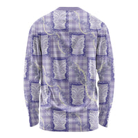 Aloha Hawaii Tiki Palaka Motifs Long Sleeve Shirt Honohono Lei Purple Elegant Vibes LT14 - Polynesian Pride