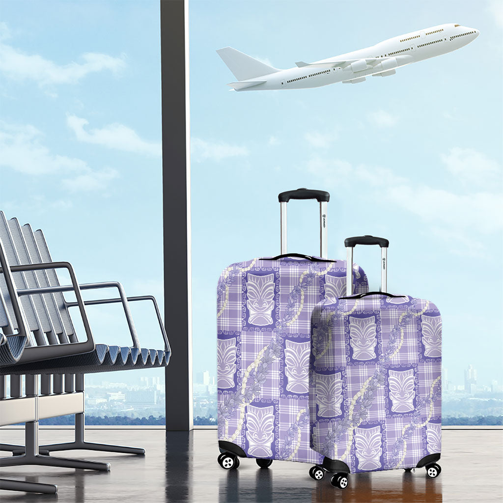 Aloha Hawaii Tiki Palaka Motifs Luggage Cover Honohono Lei Purple Elegant Vibes LT14 - Polynesian Pride