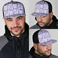 Aloha Hawaii Tiki Palaka Motifs Mesh Trucker Cap Honohono Lei Purple Elegant Vibes LT14 - Polynesian Pride