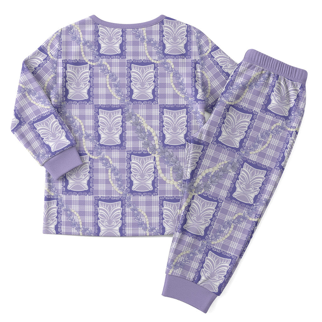Aloha Hawaii Tiki Palaka Motifs Christmas Pajama Set Honohono Lei Purple Elegant Vibes LT14 - Polynesian Pride