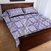 Aloha Hawaii Tiki Palaka Motifs Quilt Bed Set Honohono Lei Purple Elegant Vibes