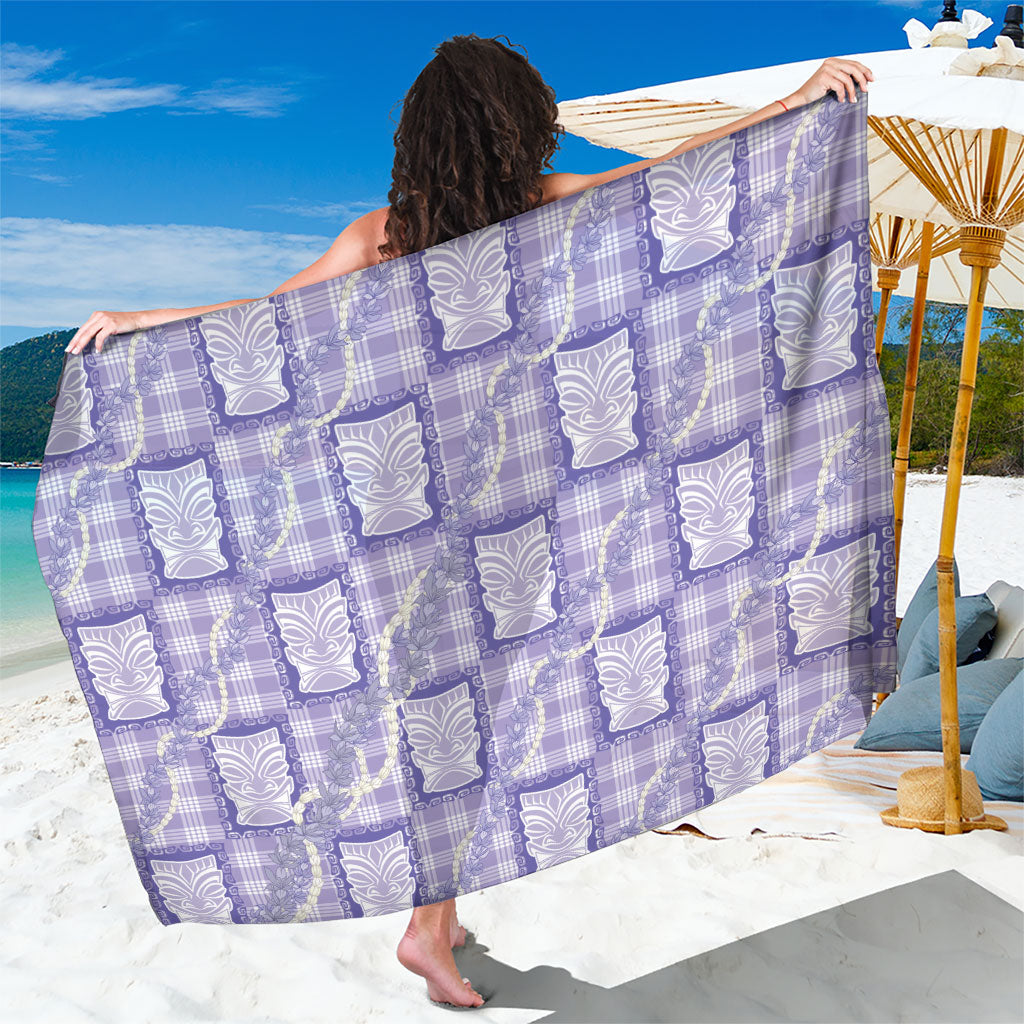 Aloha Hawaii Tiki Palaka Motifs Sarong Honohono Lei Purple Elegant Vibes