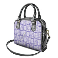 Aloha Hawaii Tiki Palaka Motifs Shoulder Handbag Honohono Lei Purple Elegant Vibes